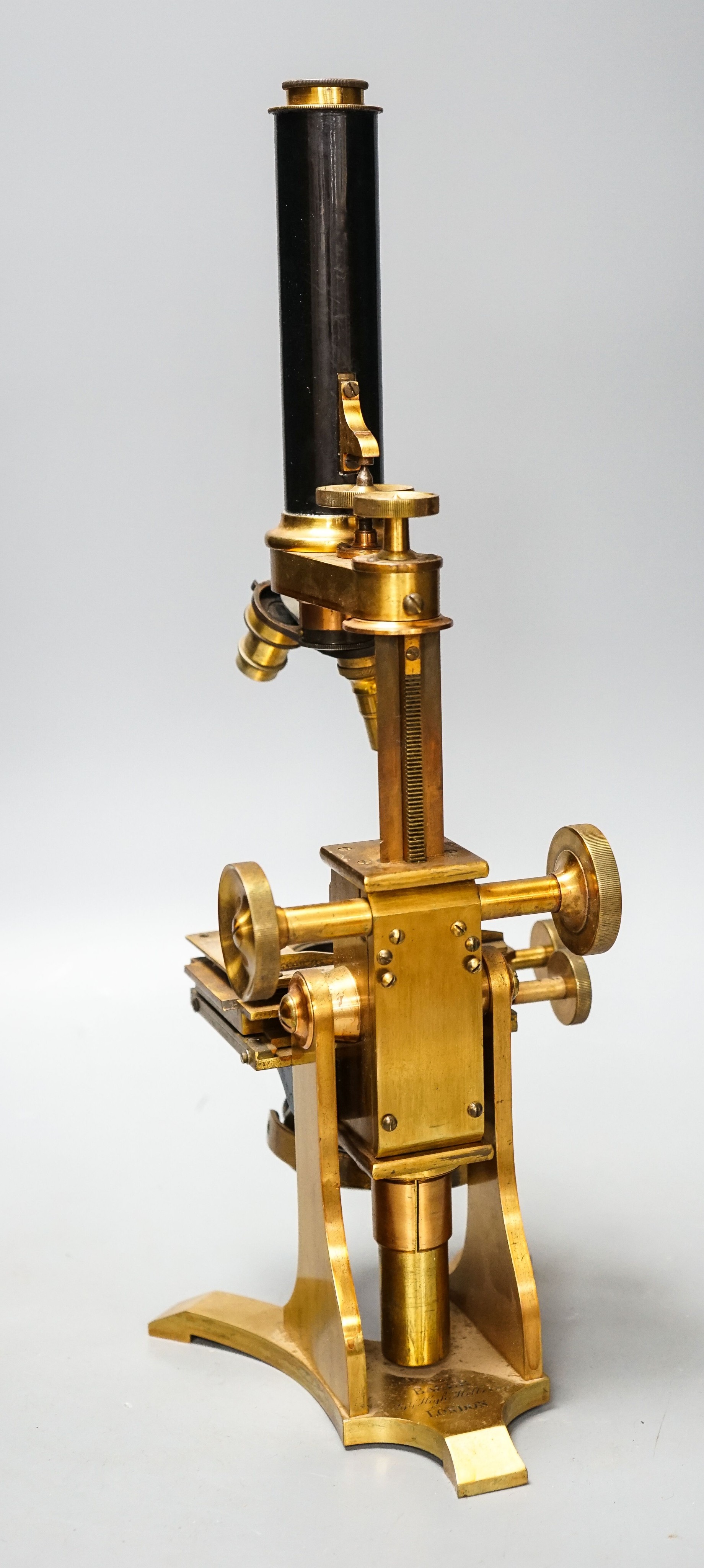 Baker, 244 High Holborn, London, a Victorian brass microscope